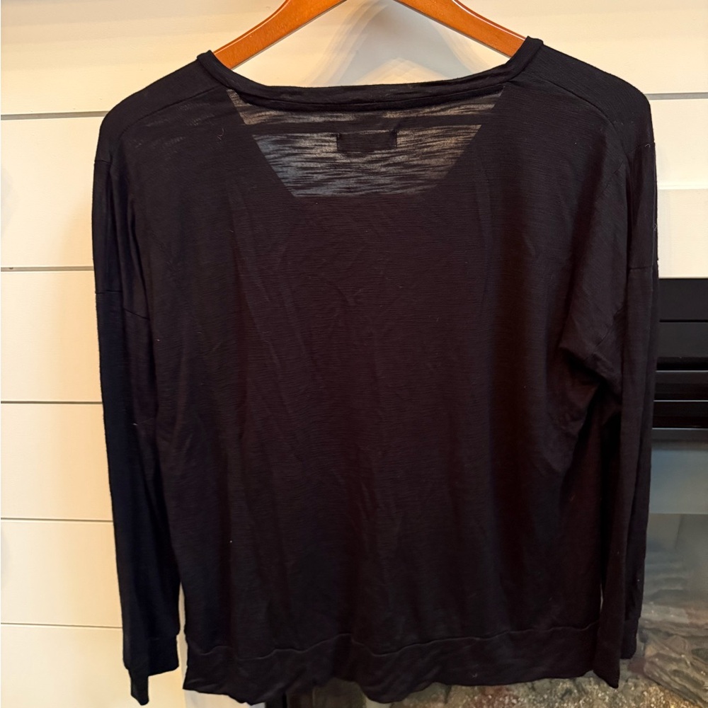 Madewell Black Long Sleeve V-Neck Top women’s small lightweight - Picture 7 of 9
